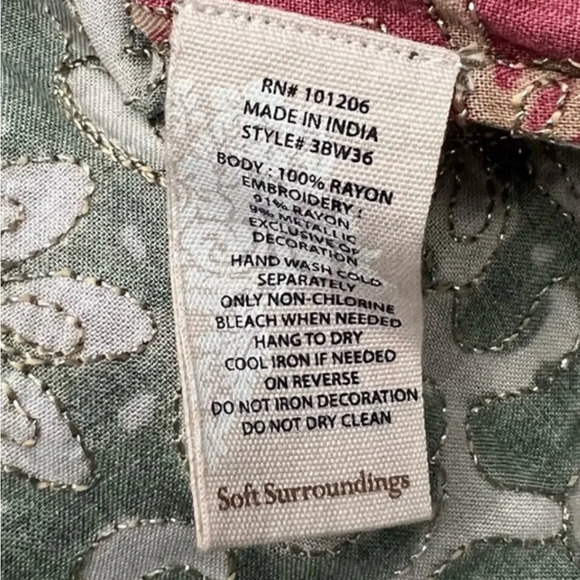 Soft Surroundings Long Cardigan Kimono Paisley Floral Embroidered Sequins Saree - Picture 9 of 11